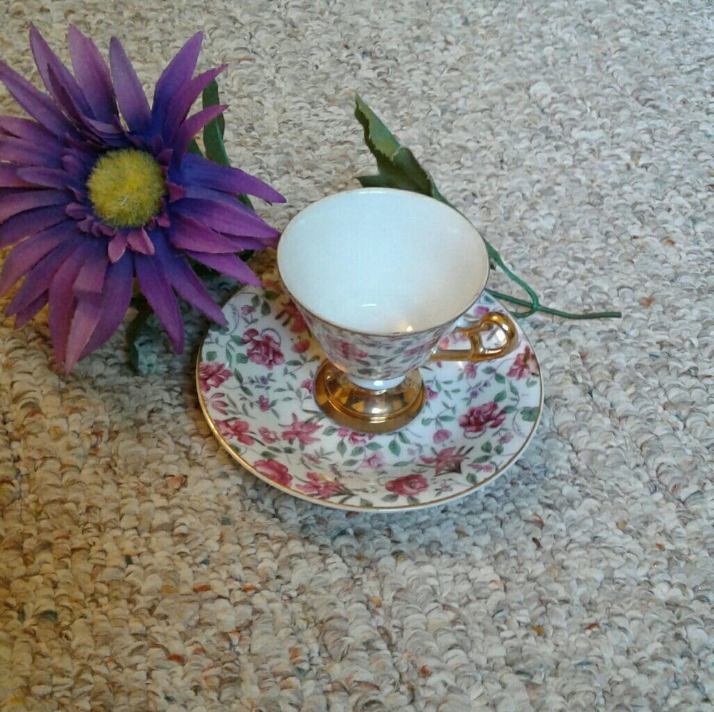 Vintage Rose Gold Tea Cup & Saucer